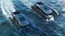 autos, cars, tesla, cybertruck, tesla cybertruck concept converts pickup into a capable catamaran