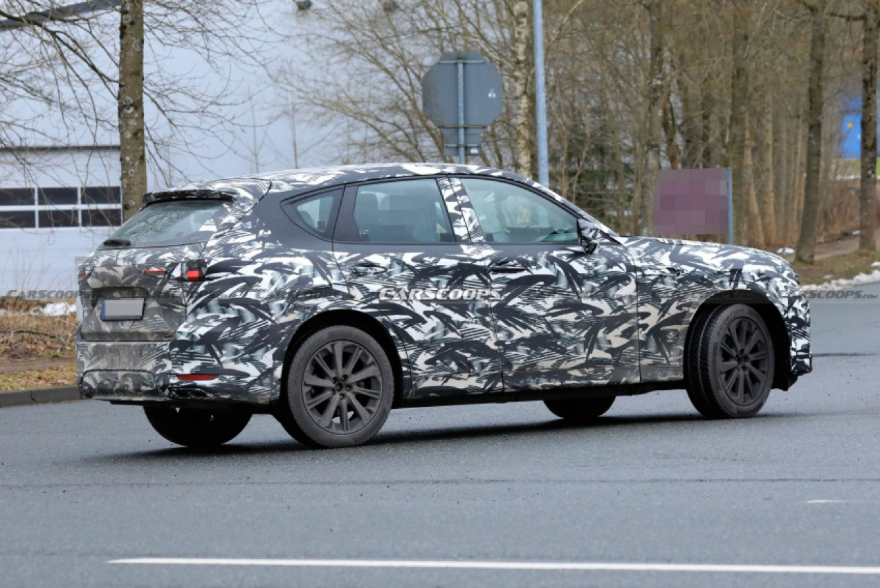 autos, cars, mazda, news, mazda cx-60, mazda scoops, phev, scoops, 2022 mazda cx-60 spied flaunting four-tailpipe exhaust system, debuts next month