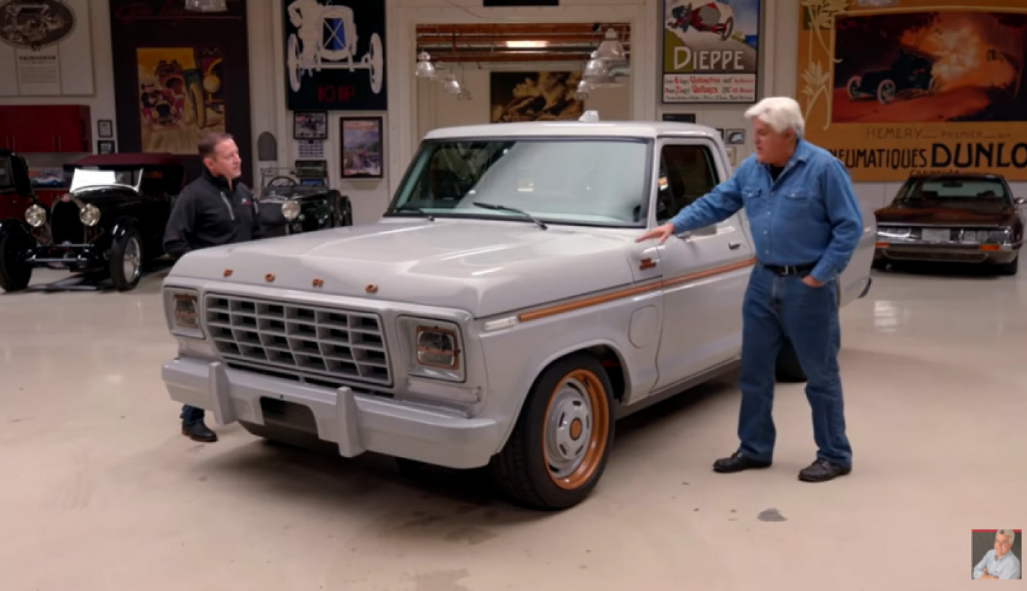 autos, cars, classic cars, concept cars, electric cars, evergreen, ford f-150 news, ford news, jay leno&039;s garage, modified, pickup trucks, videos, jay leno gets a taste of electro restomodding with the f-100 eluminator