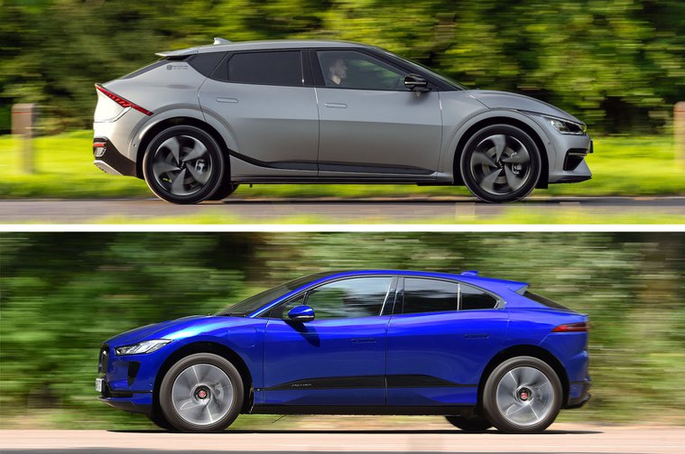 cars, jaguar, kia, new car group tests, used, used car group tests, new kia ev6 vs used jaguar i-pace