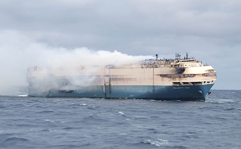autos, cars, auto news, carandbike, felicity ace, felicity ace cargo ship, luxury car ship fire, news, ship fire, vw group, firefighters still struggle to douse fire on vessel carrying vw group's luxury cars