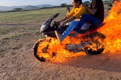 article, autos, cars, google, youtube, youtuber tries out a ghost rider stunt, rides a pulsar on fire!