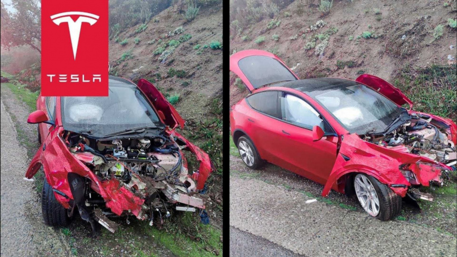 autos, cars, evs, tesla, tesla model y hydroplaning crash: do you believe in miracles?