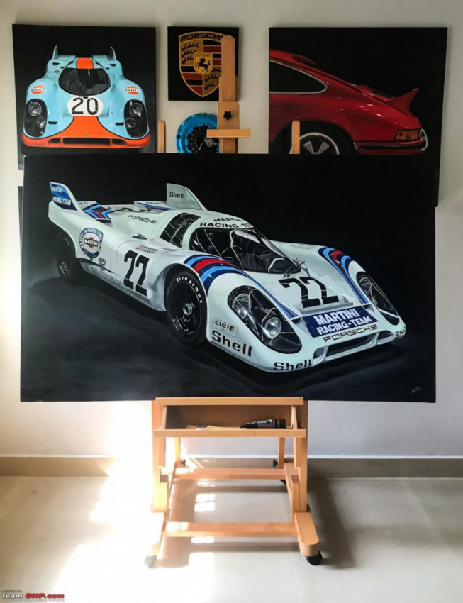 autos, cars, diy, indian, member content, painting, porsche, my automobile paintings get featured in the news