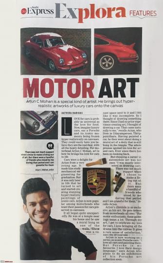 autos, cars, diy, indian, member content, painting, porsche, my automobile paintings get featured in the news
