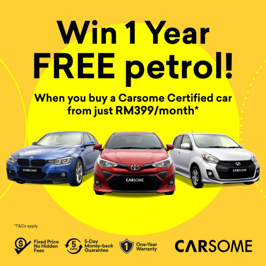 autos, cars, promotions, carsome march deals: win free petrol for a year when you buy a carsome certified car