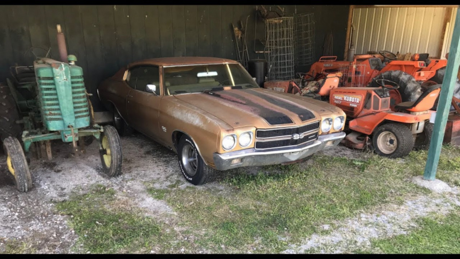 cars, classic cars, american classic, classic cars, 1970 chevelle ss found stored in a open barn for 35 years!!!