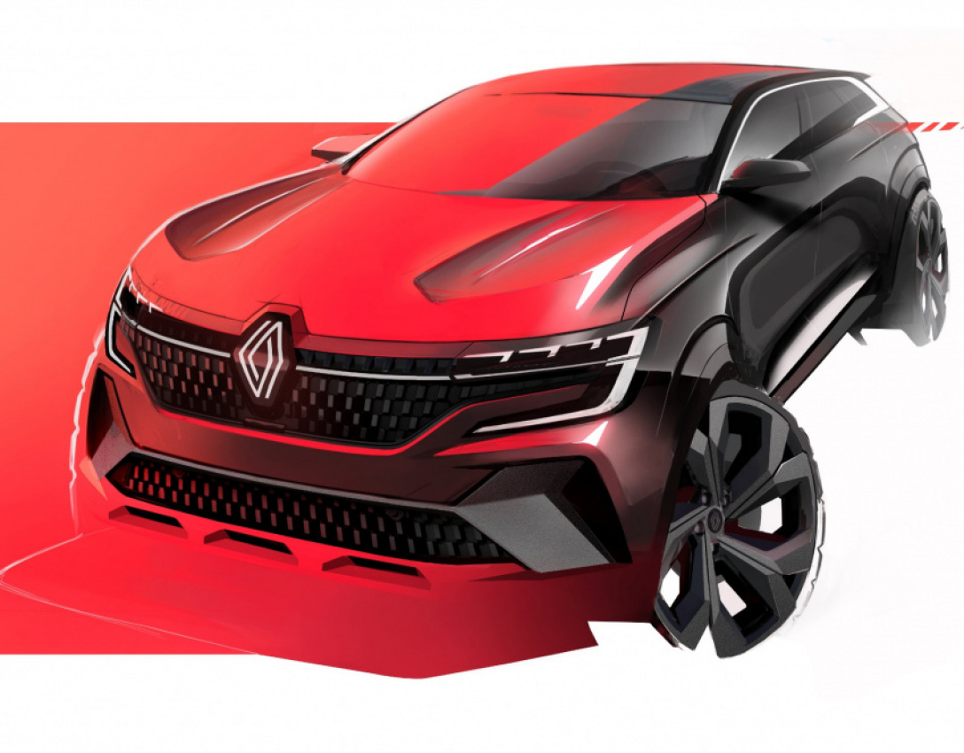 autos, cars, news, renault, renault austral, teaser, renault austral sketch reveals megane e-tech inspired face before imminent debut