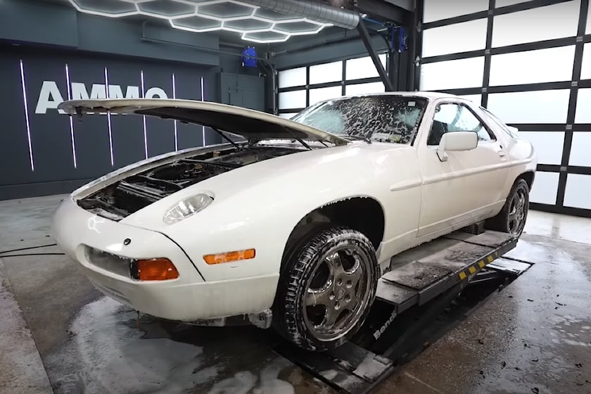 autos, cars, classic cars, porsche, sports cars, video, watch a porsche 928 get its first wash in 15 years