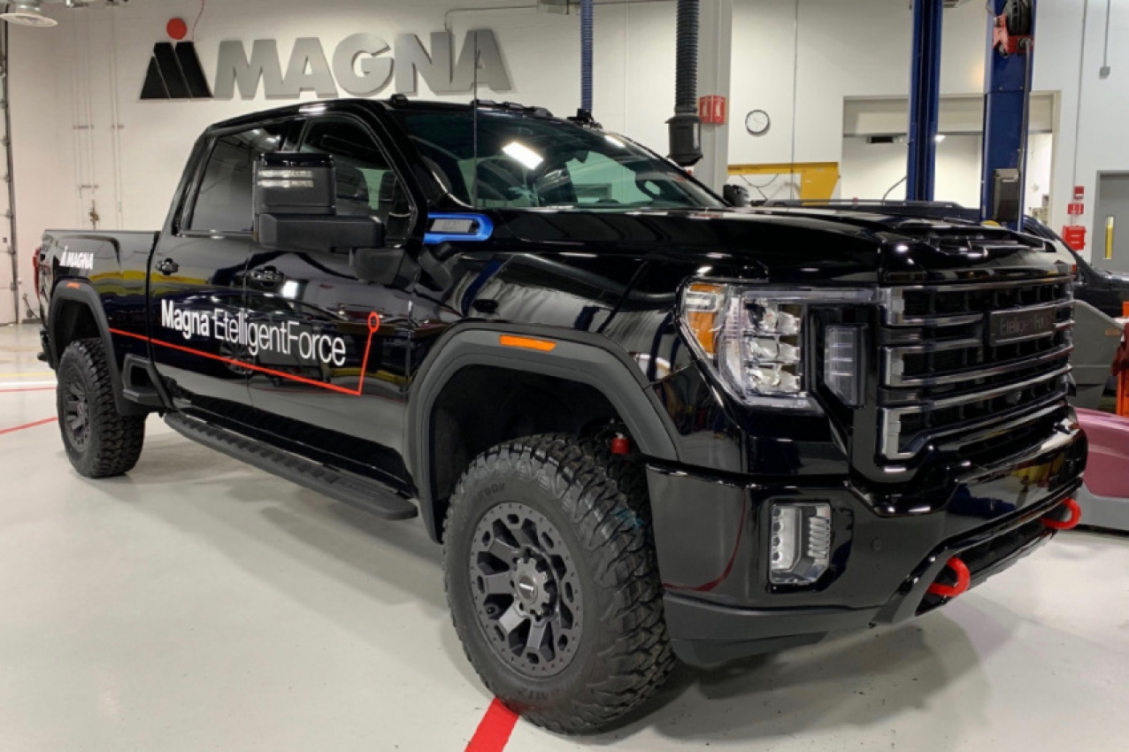 autos, cars, car tech, electric cars, magna, pickup trucks, magna developed a drop-in electric powertrain for heavy-duty pickup trucks