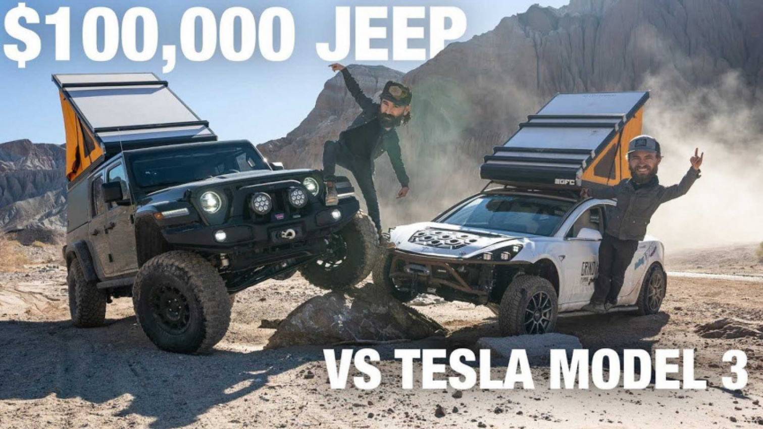 autos, cars, evs, jeep, tesla, jeep gladiator, tesla model 3, tesla model 3 vs $100k jeep gladiator: mojave off-road challenge