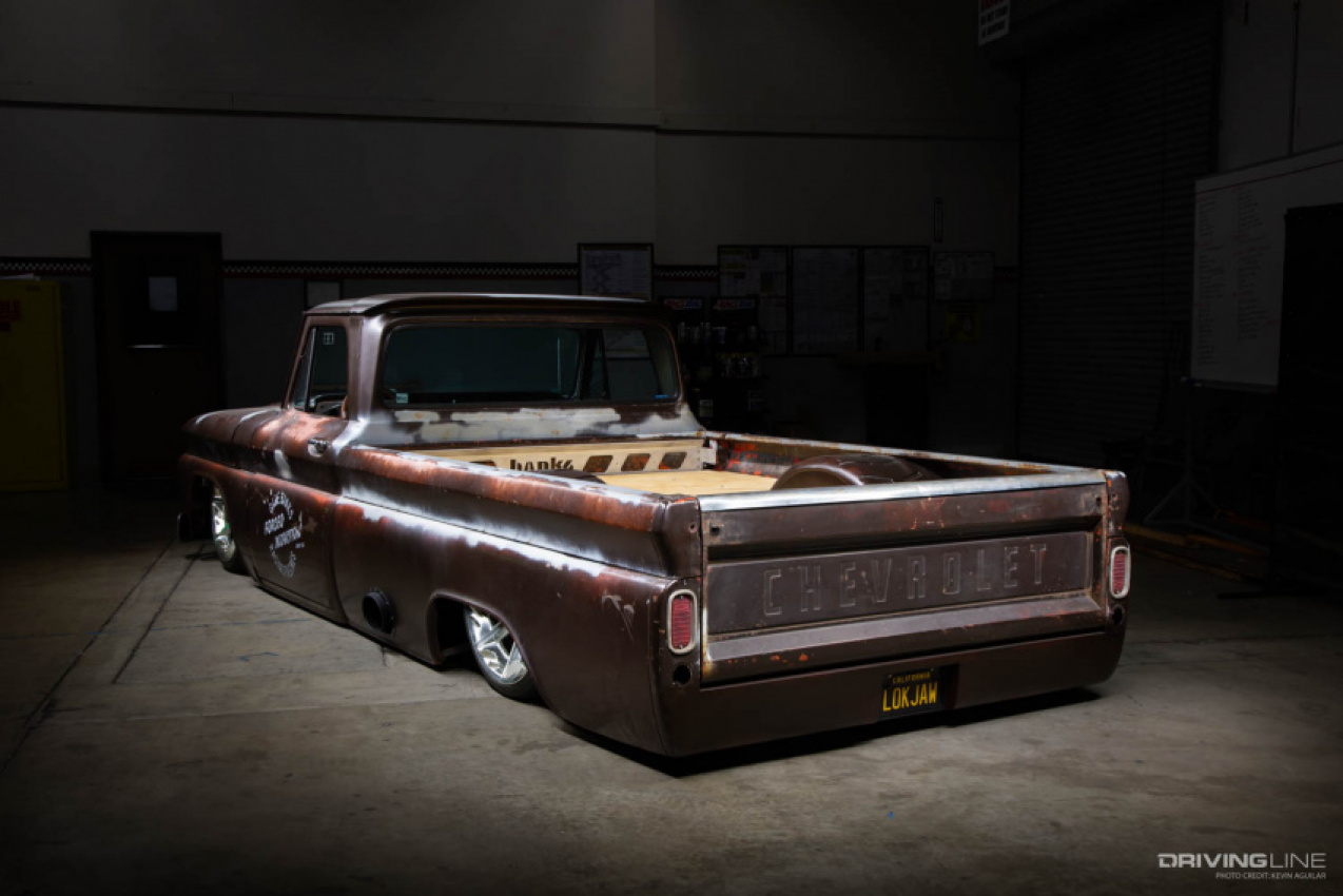 autos, cars, domestic, a rusty custom ’66 chevy pickup named lokjaw