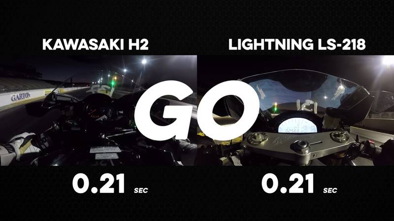 article, autos, cars, kawasaki, kawasaki ninja h2 vs lightning ls-218: fastest ice & electric bikes go to war on the drag strip