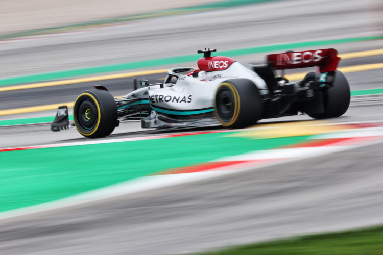 autos, formula 1, motorsport, f1testing, mercedes, russell, russell tops disrupted morning at final barcelona test