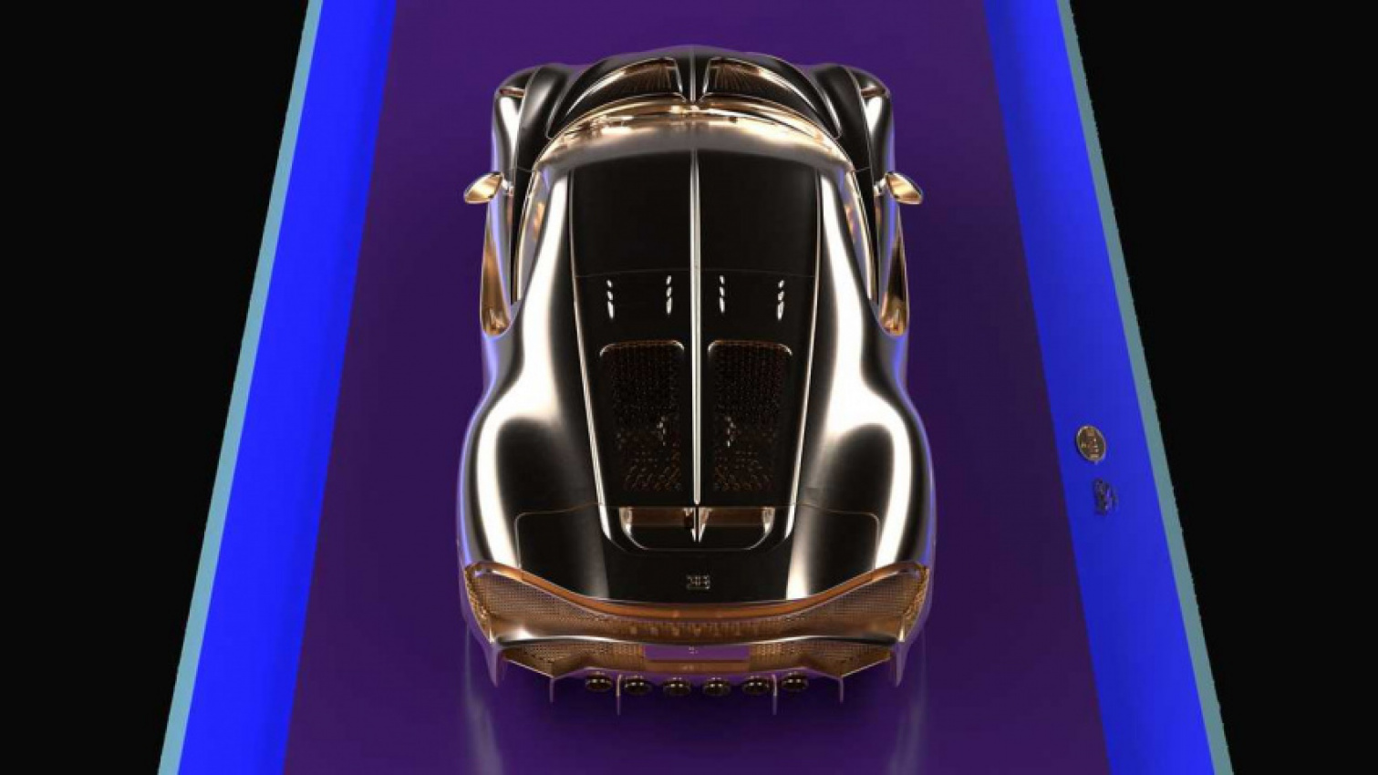 autos, bugatti, cars, bugatti la voiture noire gold sculpture is as unique as the real car
