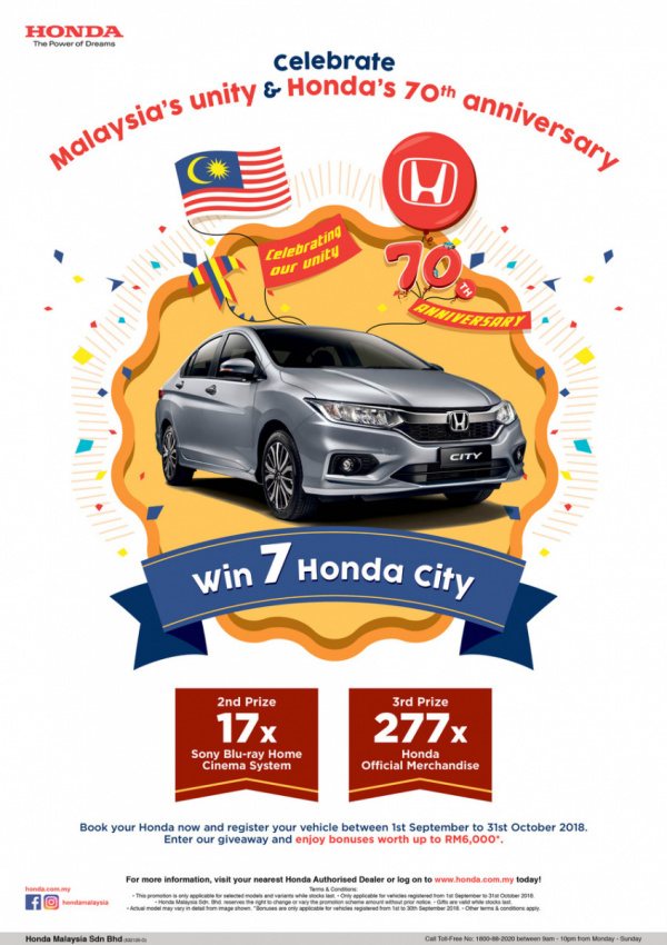 autos, car brands, cars, honda, honda malaysia, malaysia, promotions, honda malaysia’s joy of buying campaign to celebrate its 70th anniversary & merdeka