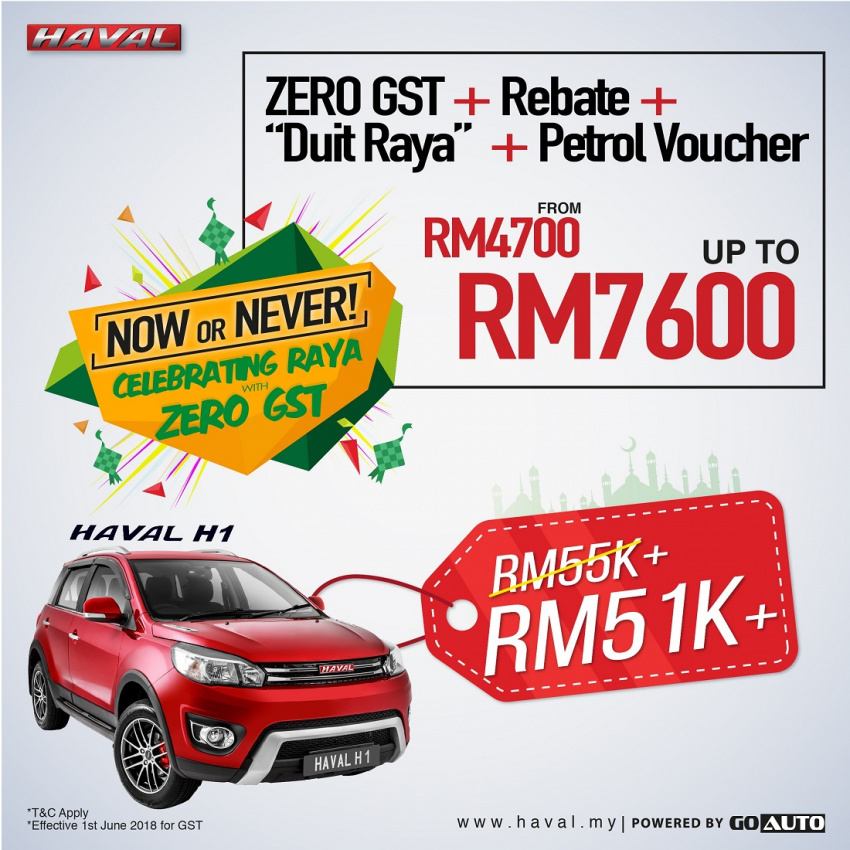 autos, car brands, cars, haval, go auto, malaysia, promotions, haval ‘now or never celebrating raya with zero gst’ promotion
