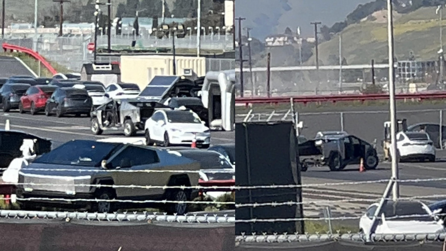 autos, cars, news, space, spacex, tesla, cybertruck, two mobile tesla cybertruck prototypes spotted testing together for the first time