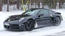 autos, cars, porsche, porsche 911 hybrid spied in 21 pictures of snowy development