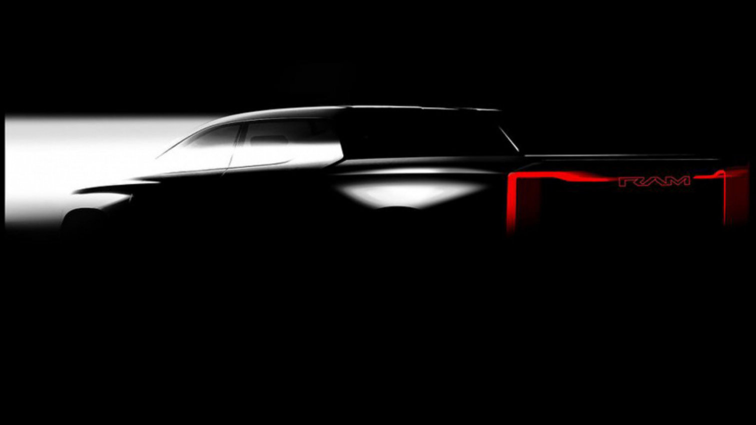 autos, cars, ram, electric ram 1500 teased with even larger running lights