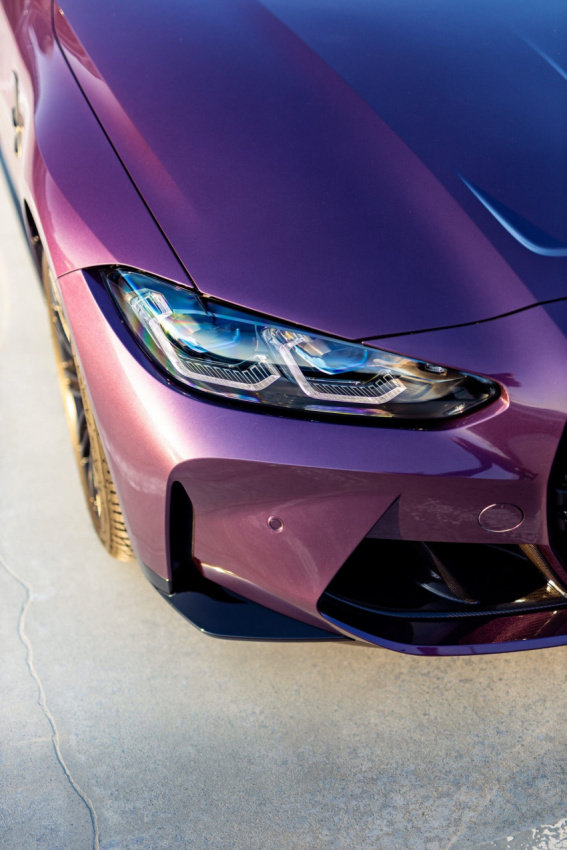 autos, bmw, cars, bmw m4, g82 m4, m performance parts, 2022 bmw m4 in purple silk gets all the m performance parts