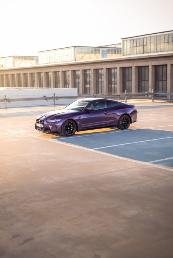 autos, bmw, cars, bmw m4, g82 m4, m performance parts, 2022 bmw m4 in purple silk gets all the m performance parts