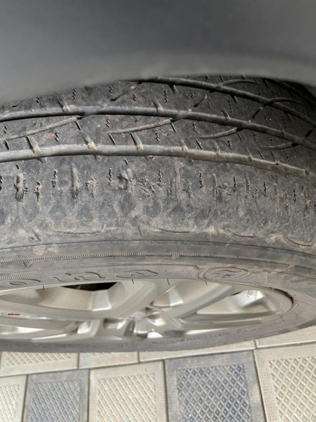 autos, cars, jeep, indian, jeep compass, member content, tyre, jeep compass: 4.5-year-old tyres showing strange wear pattern