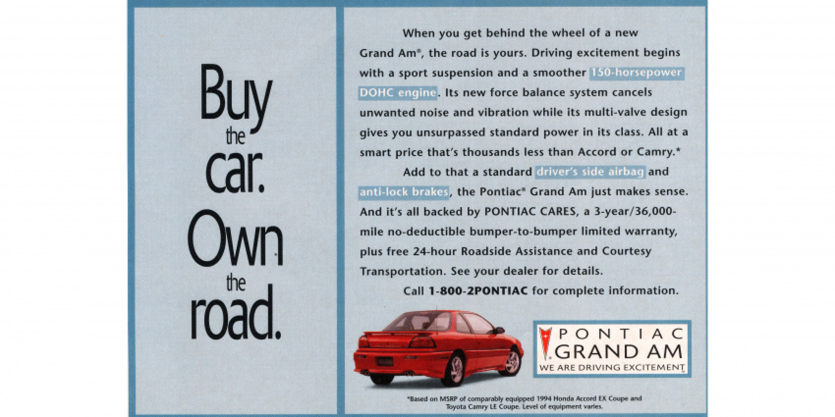 autos, cars, classic cars, pontiac, buy the 1994 pontiac grand am, own the road