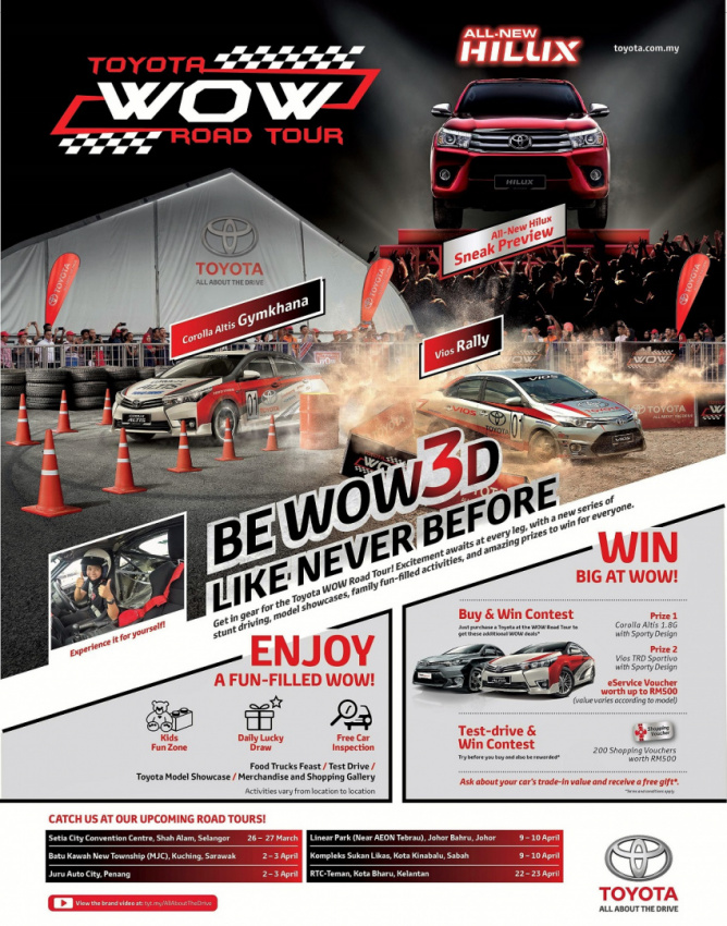autos, car brands, cars, toyota, umw toyota motor, toyota wow road tour starts next weekend (26 – 27 march)