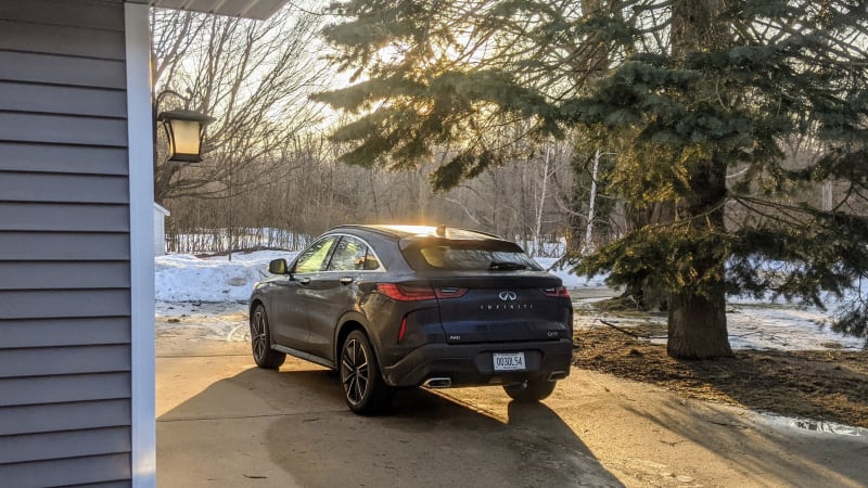 autos, cars, infiniti, coupe, crossover, road tests, 2022 infiniti qx55 road test | yes, crossover coupes can be weekend warriors