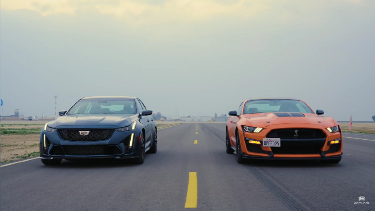 autos, cadillac, cars, ford, news, shelby, cadillac ct5, cadillac videos, drag racing, ford mustang, ford videos, can the cadillac ct5-v blackwing take on the ford mustang shelby gt500?