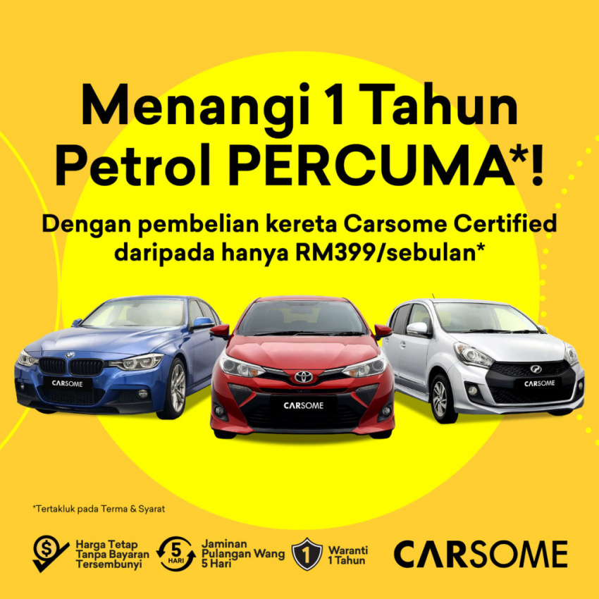 autos, cars, promotions, tawaran bulan mac carsome: menangi petrol percuma untuk satu tahun apabila anda membeli kereta carsome certified