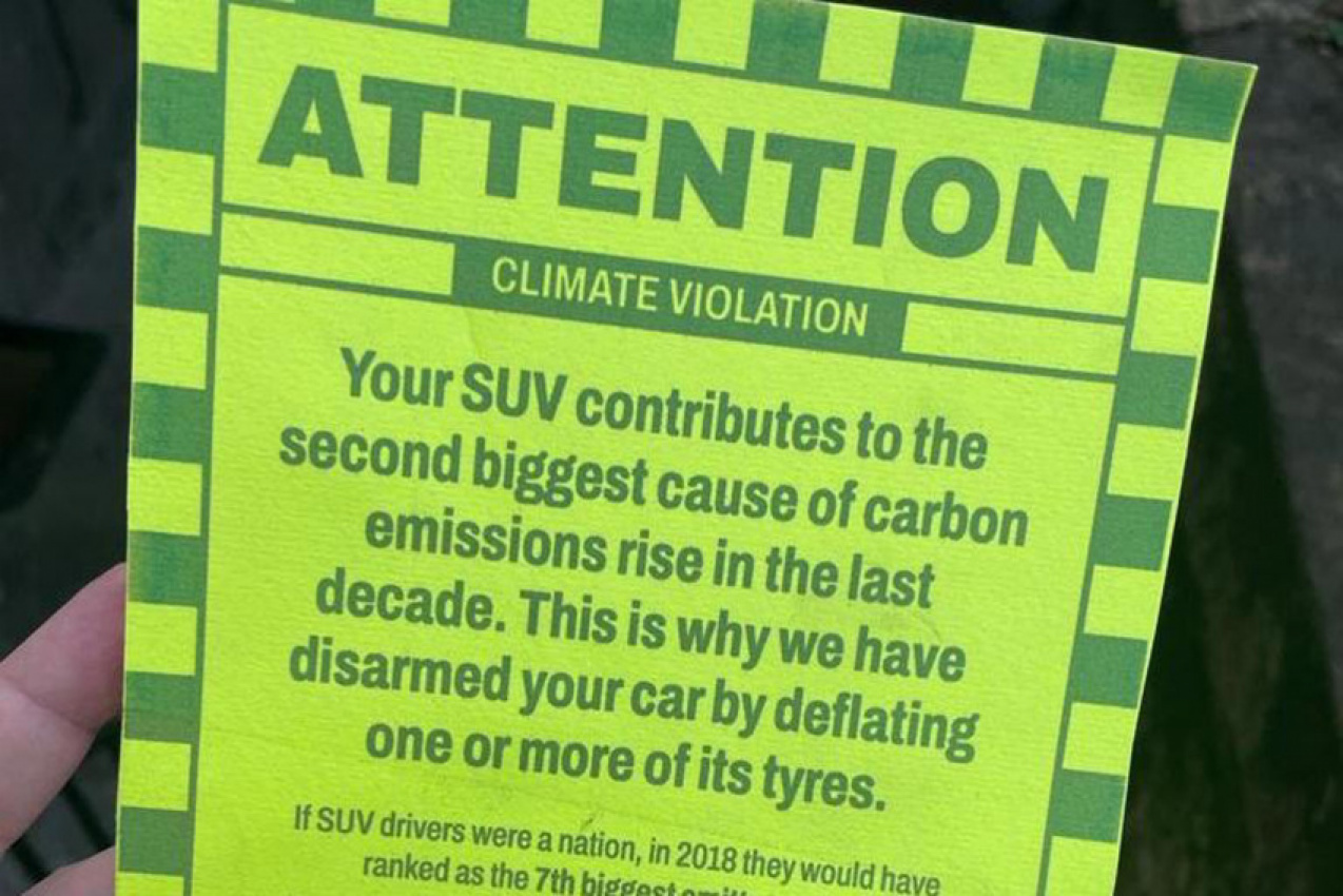 autos, cars, climate, climate change, cop26, climate, cop26, climate change, activist group deflating tyres of suvs across edinburgh because they are a 'climate disaster'