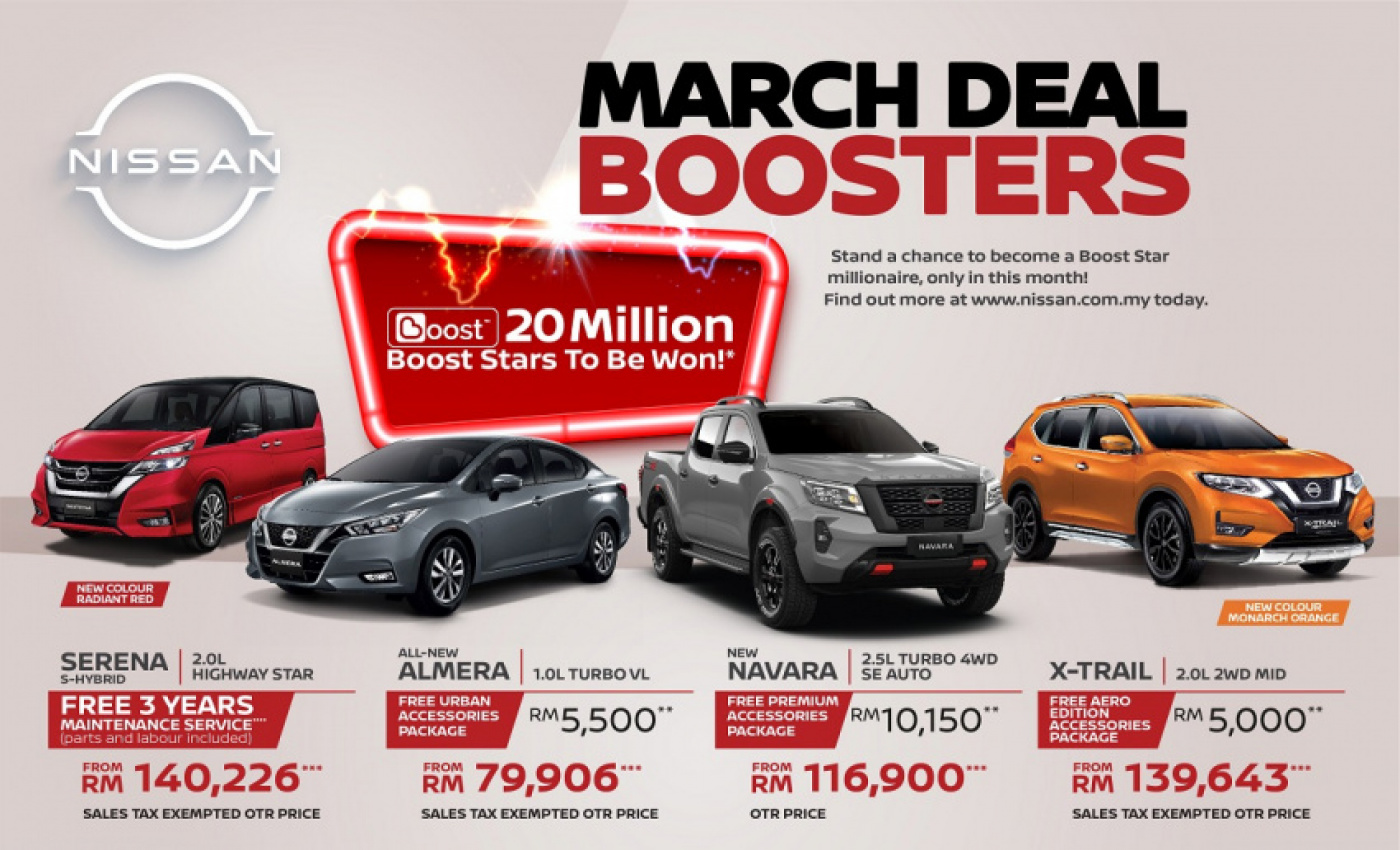 autos, car brands, cars, nissan, boost, edaran tan chong motor, etcm, malaysia, promotions, a chance to win boost stars with nissan deals this march