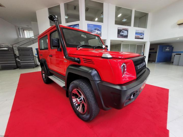 autos, cars, first impressions, force, force gurkha, indian, member content, checking out a red force gurkha at a showroom in kolkata