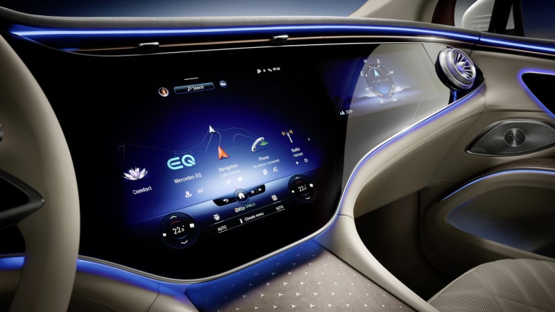 autos, cars, mercedes-benz, crossover, electric, future vehicles, green, luxury, mercedes, performance, mercedes-benz eqs suv interior shows its screens and seats to the world