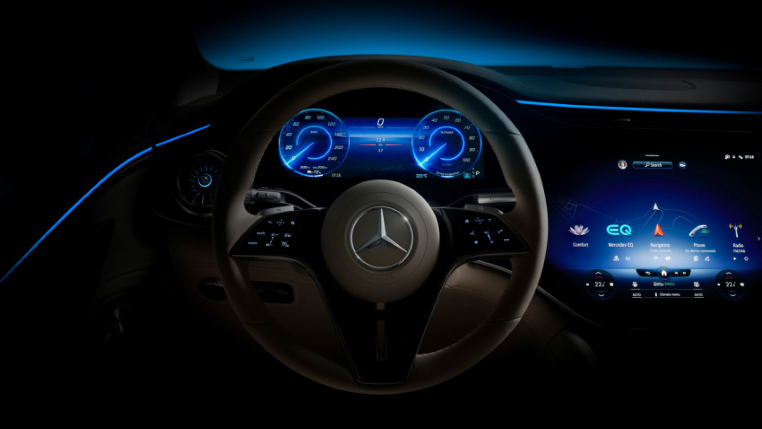 autos, cars, mercedes-benz, news, electric vehicles, mercedes, mercedes eqs suv, new cars, tech, 2023 mercedes eqs suv uses face-detect camera tech to let passengers watch tv, but not driver