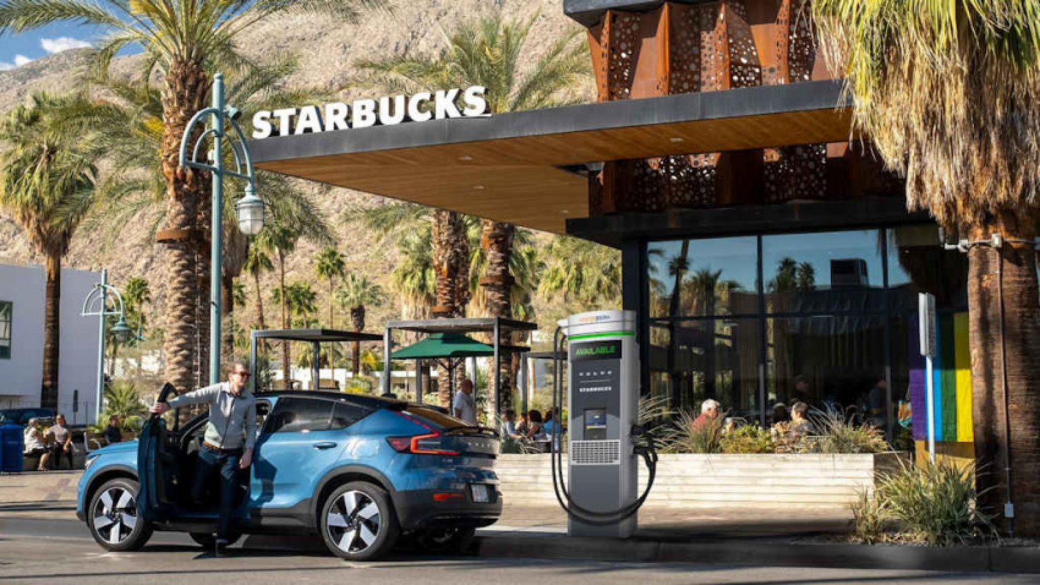 autos, cars, volvo, electric vehicles (ev), news, volvo corporate, volvo to install ev charging stations at select starbucks branches