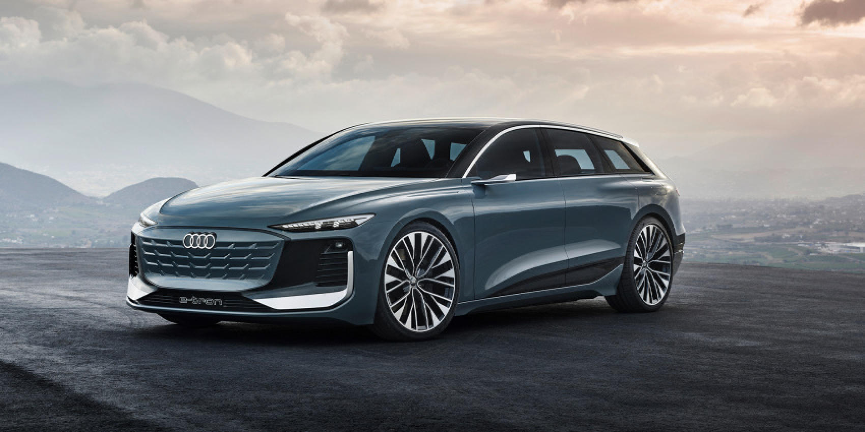 audi, autos, cars, audi unveils a6 avant e-tron station wagon concept described as a ‘storage champ’ with headlights that project a video game