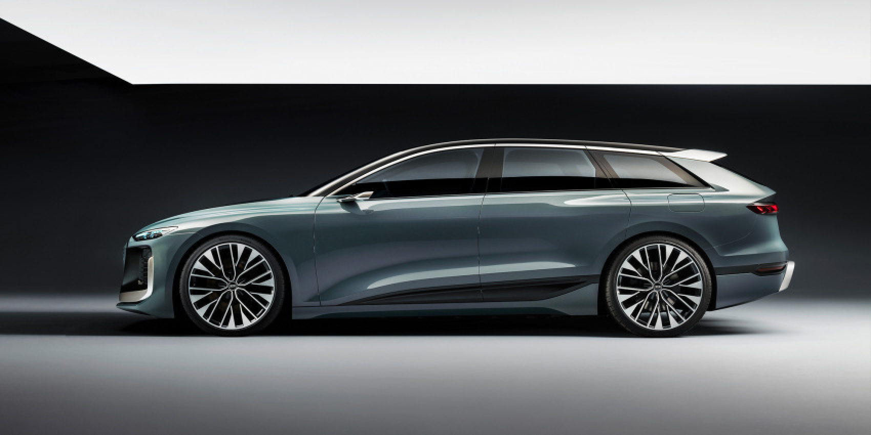 audi, autos, cars, audi unveils a6 avant e-tron station wagon concept described as a ‘storage champ’ with headlights that project a video game