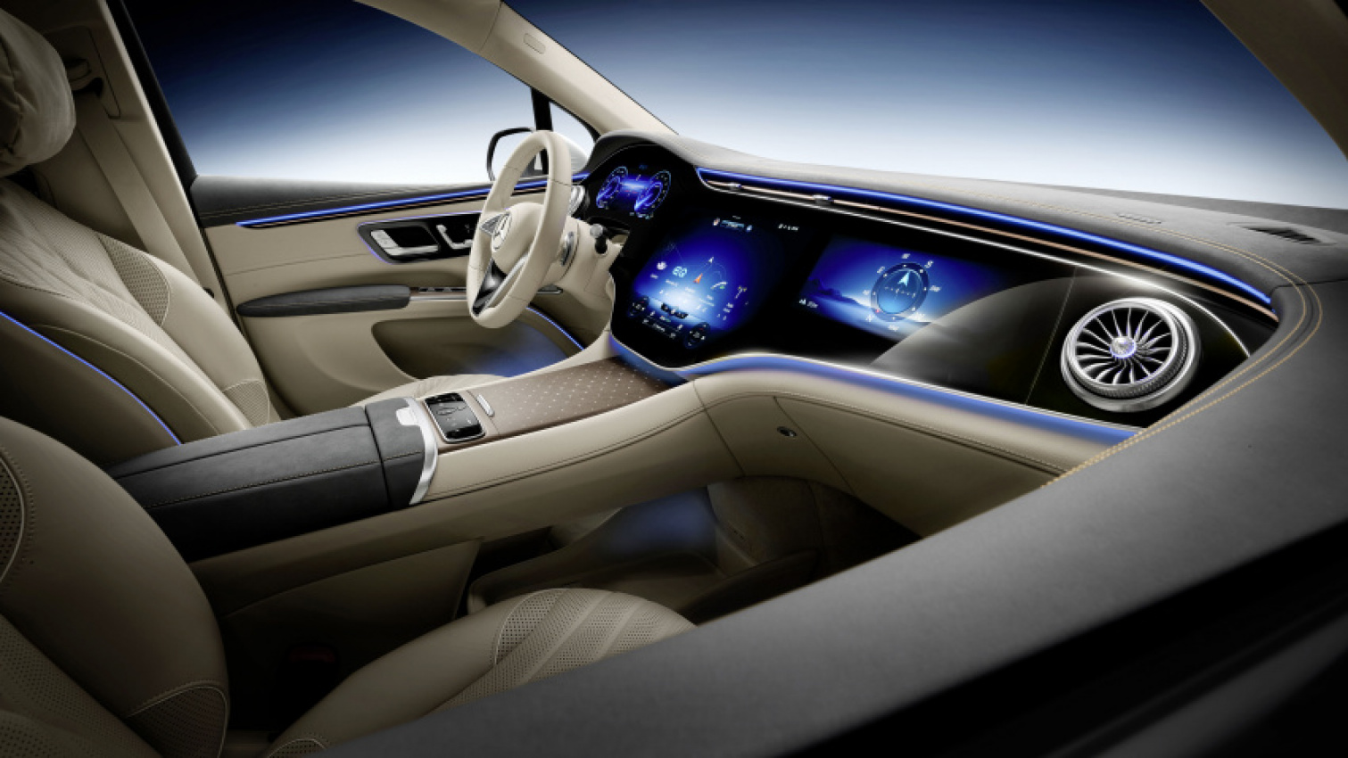 autos, cars, electric, mercedes-benz, mercedes, the new mercedes eqs suv has a huge 56in curved screen