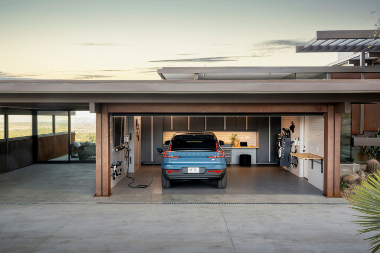 autos, cars, news, volvo, electric vehicles, volvo c40, volvo helped designed the ultimate electric car garage for luxurious californian house