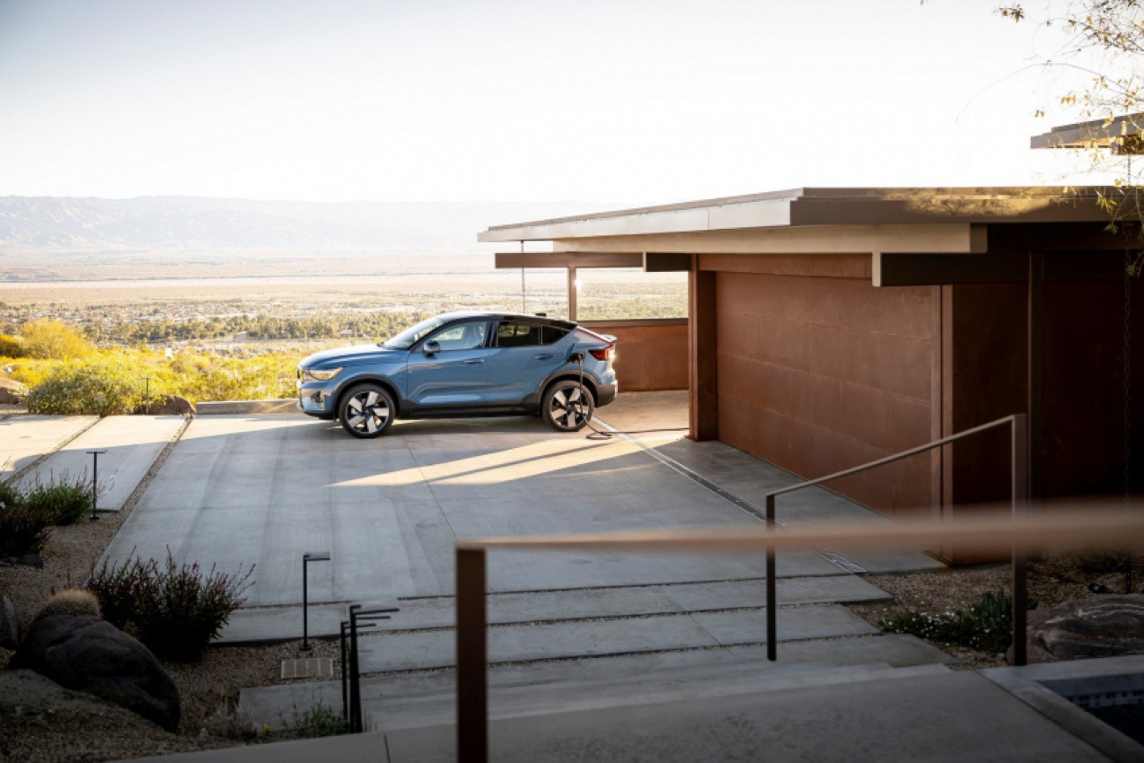 autos, cars, news, volvo, electric vehicles, volvo c40, volvo helped designed the ultimate electric car garage for luxurious californian house