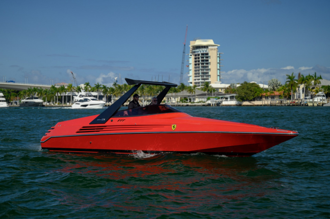 autos, cars, ferrari, news, auction, yacht, riva ferrari 32 is one of just 40 boats created in partnership with the prancing horse