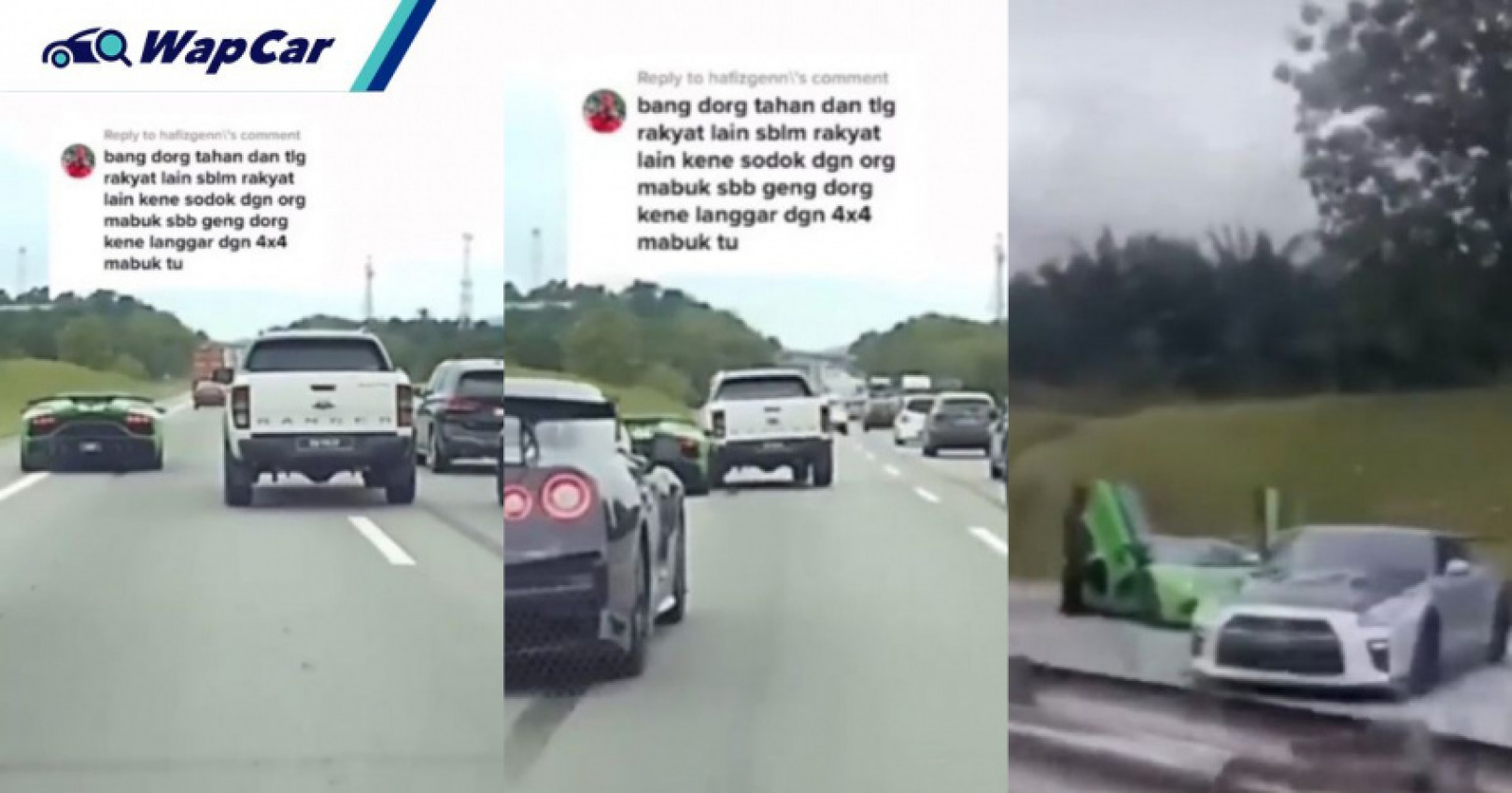 autos, cars, ford, lamborghini, ford ranger, pdrm investigating incident between lamborghini convoy and ford ranger along north-south highway