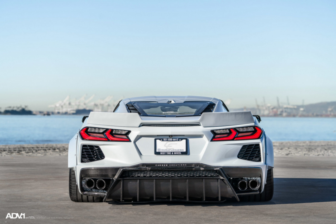 autos, cars, news, chevrolet, corvette, galleries, tuning, wheels, widebody kit and wheels come together to create a crazy c8 corvette