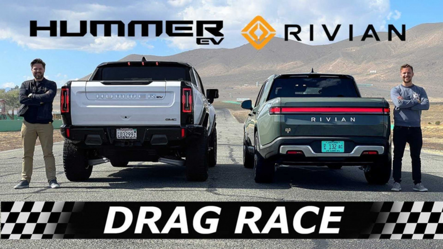 autos, cars, evs, gmc, hummer, rivian, watch gmc hummer ev pickup vs rivian r1t drag & roll race