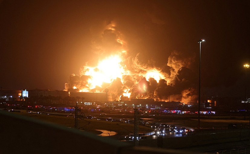 amc, audi, autos, cars, ram, aramco, aramco attacked houthi, aramco oil facility, auto news, carandbike, news, saudi, saudi arabia, saudi arabian gp, saudi arabian grand prix, saudi aramco petroleum storage site hit by houthi attack, fire erupts