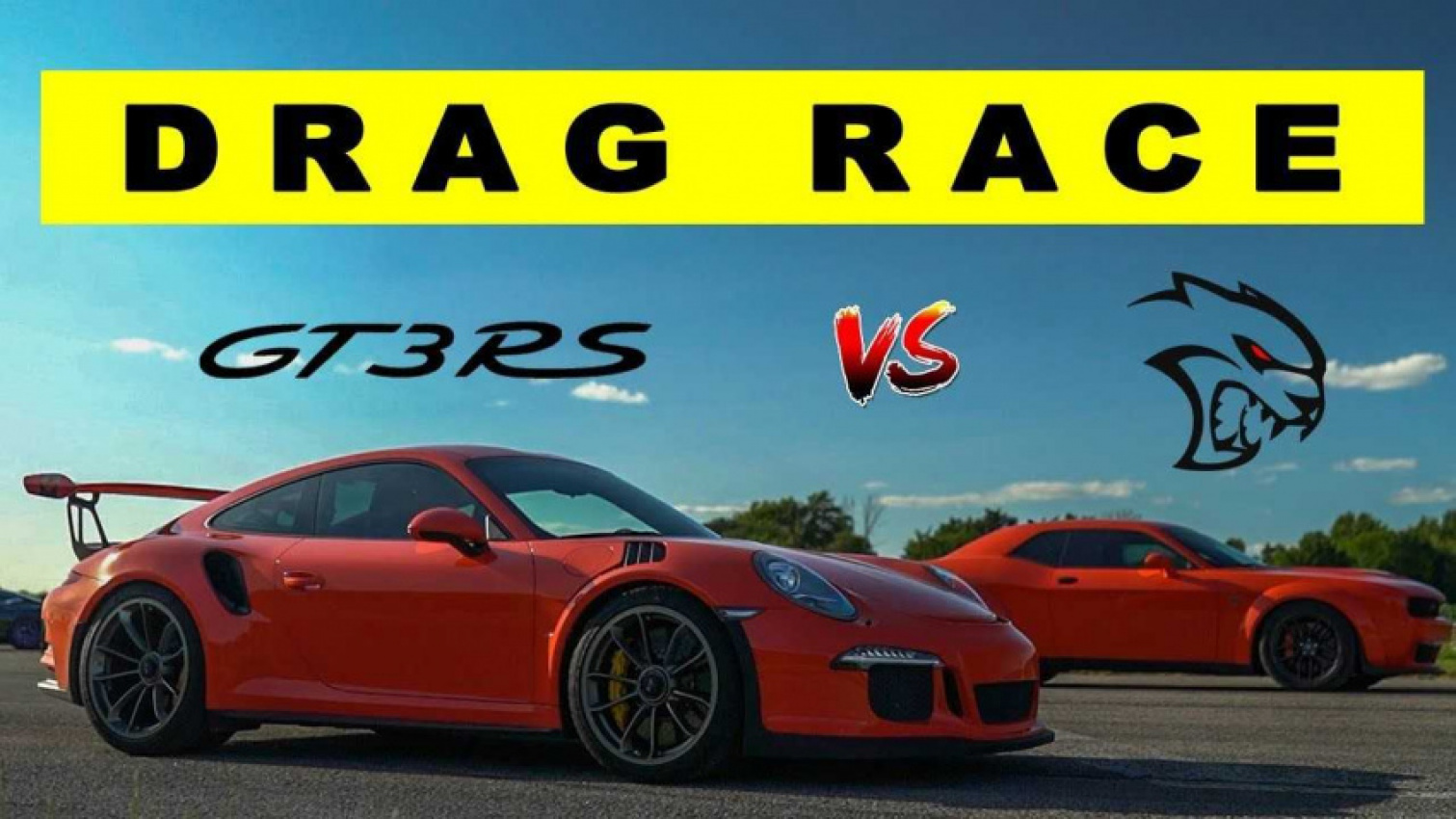 autos, cars, dodge, porsche, porsche 911 gt3 rs vs dodge challenger hellcat widebody drag race
