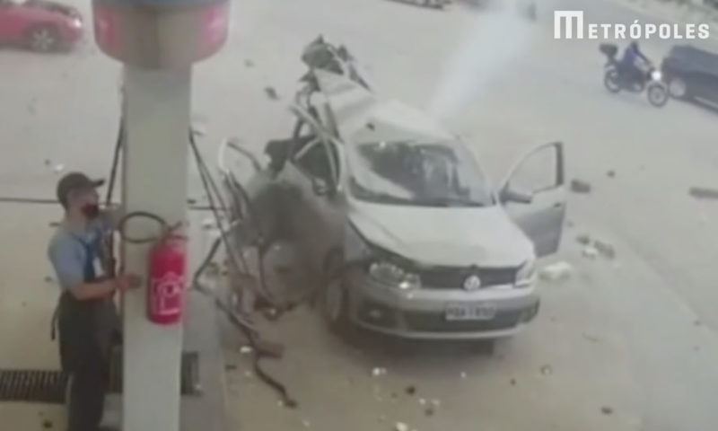 autos, cars, news, accident, polo, volkswagen, vw, watch: vw polo obliterated by gas tank explosion